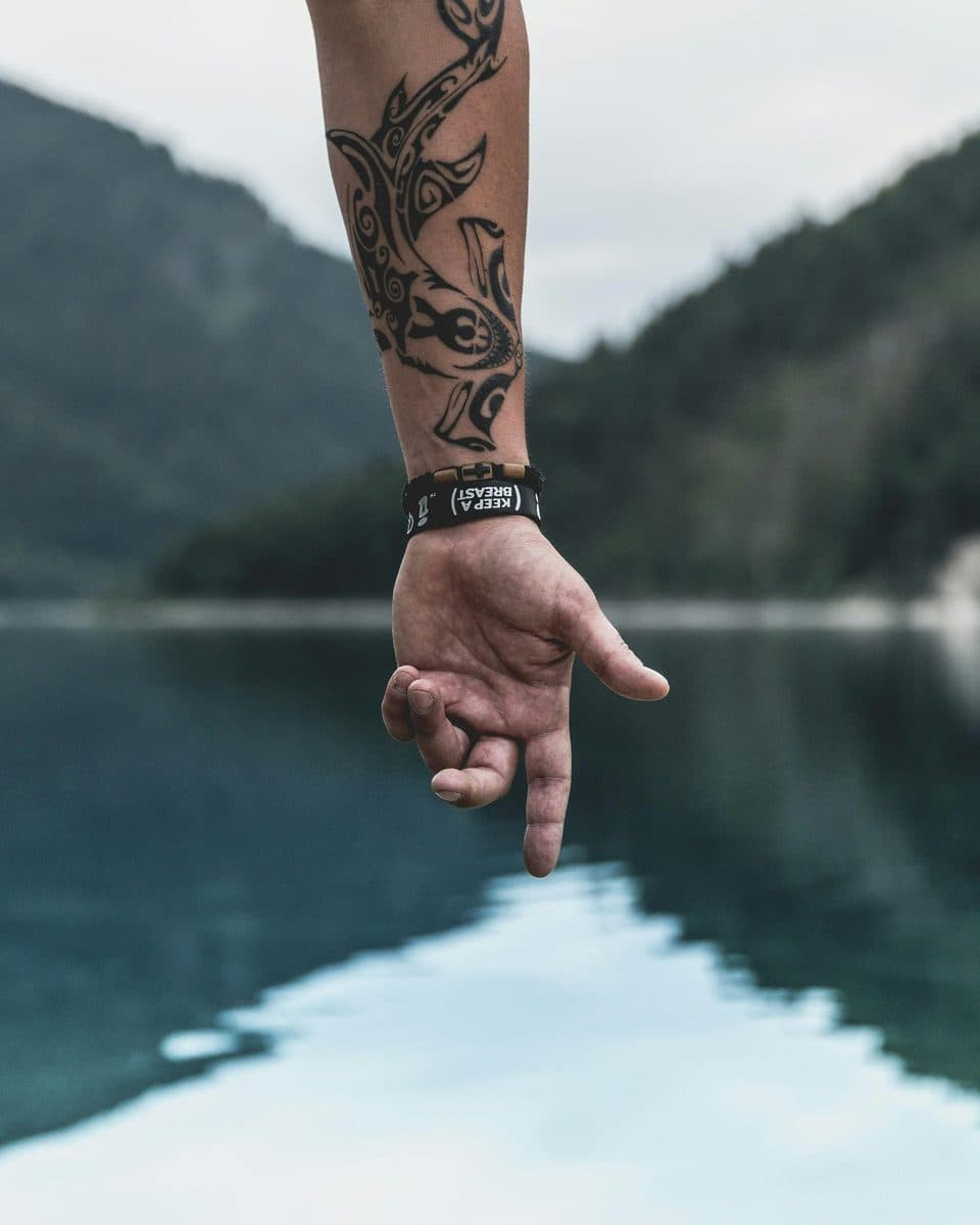 Polynesian Shark & Water Wrist Linework
